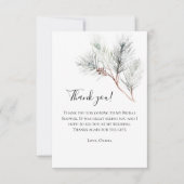 Elegantes White Winter Pine Brautparty Dankeskarte (Vorderseite)