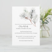 Elegantes White Winter Pine Brautparty Einladung (Stehend Vorderseite)