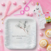 Elegantes White Winter Pine Brautparty Pappteller (Party)