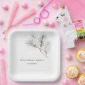Elegantes White Winter Pine Brautparty Pappteller (Party)