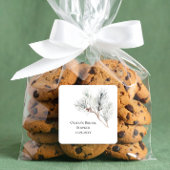 Elegantes White Winter Pine Brautparty Quadratischer Aufkleber