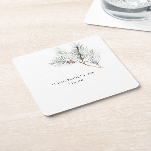 Elegantes White Winter Pine Brautparty Rechteckiger Pappuntersetzer (angewinkelt)