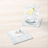 Elegantes White Winter Pine Brautparty Rechteckiger Pappuntersetzer (Vor Ort)