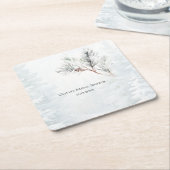 Elegantes White Winter Pine Brautparty Rechteckiger Pappuntersetzer (angewinkelt)