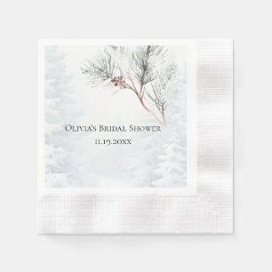 Elegantes White Winter Pine Brautparty Serviette