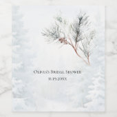 Elegantes White Winter Pine Brautparty Weinetikett (Einzelnes Label)