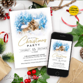 Elegantes White Winter Wonderland Weihnachts-Party Einladung