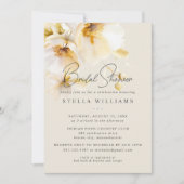 Elegantes White Yellow Gold Blume Brautparty Einladung (Vorderseite)