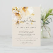 Elegantes White Yellow Gold Blume Brautparty Einladung (Stehend Vorderseite)