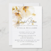 Elegantes White Yellow Gold Blume Brautparty Einladung (Vorderseite)