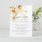 Elegantes White Yellow Gold Blume Brautparty Einladung (Stehend Vorderseite)