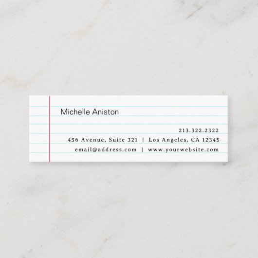 Elegantes Whitelline-Notebook Personalisiert Mini Visitenkarte (Vorderseite)