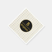 Elegantes Whiter & Gold Dot Grid Split Monogramm Serviette (Ecke)