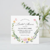 Elegantes Wild Blume Blumenreath Brautparty Einladung (Stehend Vorderseite)