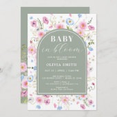 Elegantes Wildblume Baby in Bloom Baby Dusche Einladung (Vorne/Hinten)