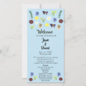 Elegantes Wildblume Boho Blue Wedding Programm (Vorderseite)