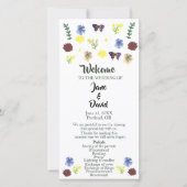 Elegantes Wildblume Boho White Wedding Programm (Vorderseite)