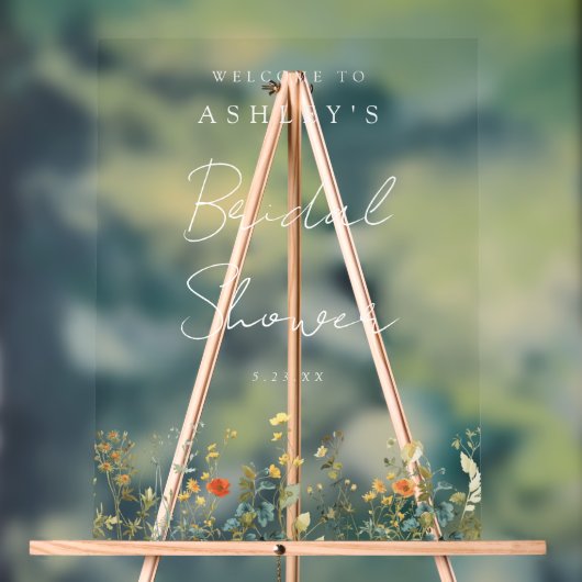 Elegantes Wildblume Brautparty Acrylschild (Neutral)