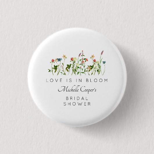 Elegantes Wildblume Brautparty Button (Vorderseite)