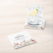 Elegantes Wildblume Brautparty Rechteckiger Pappuntersetzer (Vor Ort)