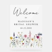 Elegantes Wildblume Brautparty Willkommen Acrylschild (Vorderseite)