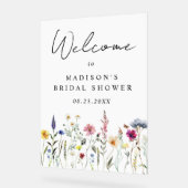 Elegantes Wildblume Brautparty Willkommen Acrylschild (Winkel)