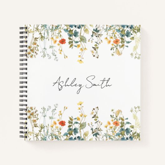 Elegantes Wildblume Feld Personalisiert Notizblock (Vorderseite)