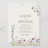 Elegantes Wildblume-Foto Boho Hochzeit Einladung (Vorderseite)