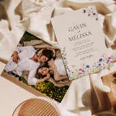 Elegantes Wildblume-Foto Boho Hochzeit Einladung