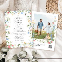 Elegantes Wildblume Foto QR Code UAWG Wedding Einladung