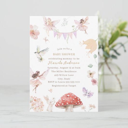 Elegantes Wildblume Garden Baby Einladung (Stehend Vorderseite)