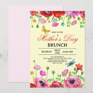 Elegantes Wildblume Gelber Chic Muttertag Brunch Einladung