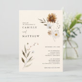 Elegantes Wildblume Herbst Probe Abendessen Einladung (Stehend Vorderseite)