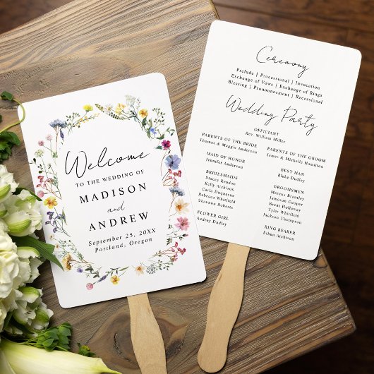 Elegantes Wildblume Meadow Wedding Programm Fächer