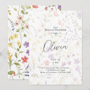 Elegantes Wildblume Overlay-Brautparty Einladung