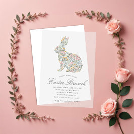 Elegantes Wildblume Rabbit Osterbrunch Pergament Einladungen