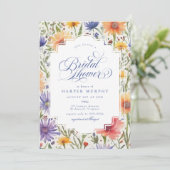 Elegantes Wildblume Sommer Blumengebirge Brautpart Einladung (Stehend Vorderseite)