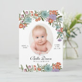 Elegantes Wildblume Spring Floral Baby Foto White Einladung (Stehend Vorderseite)