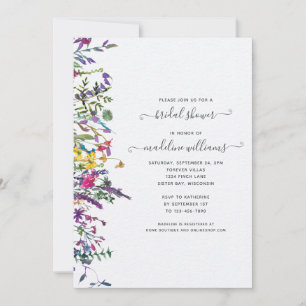 Elegantes Wildblume Wasserfarbenes Brautparty Einladung