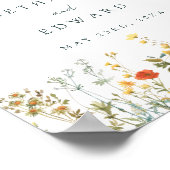 Elegantes Wildblume Wedding Welcome Poster (Ecke)