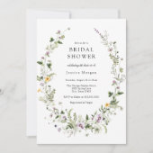 Elegantes Wildblume Wreath Brautparty Einladung (Vorderseite)