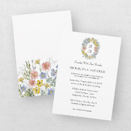 Elegantes Wildblumen-Blumenmonogramm-Wappen zur Ho Einladung