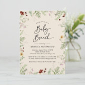 Elegantes Wildblumen Boho-Themed Baby Brunch Einladung (Stehend Vorderseite)