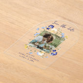 Elegantes Wildblumen Foto Hochzeit speichern das D Acryleinladungen (Ablage )