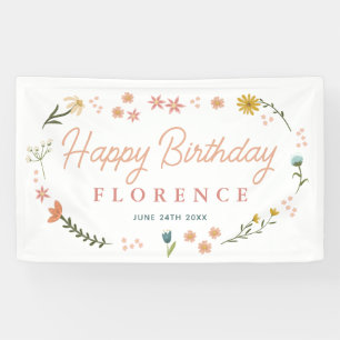 Elegantes Wildblumen-Geburtstags-Willkommensschild Banner