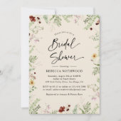 Elegantes Wildblumen Grünes Brautparty Einladung (Vorderseite)