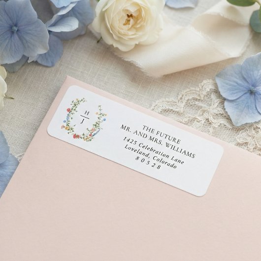 Elegantes Wildblumen-Monogramm-Hochzeits-Rücksende