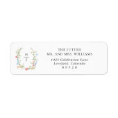 Elegantes Wildblumen-Monogramm-Hochzeits-Rücksende (Vorne)