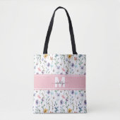 Elegantes Wildblumen-Monogramm Tasche (Vorderseite)