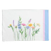 Elegantes Wildblumen Set von Pillowcases - Blau Kissenbezug (Vorderseite-Rechts)
